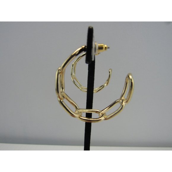 NWT EXPRESS CHAIN LINK OPEN HOOP EARRINGS - Picture 6 of 9